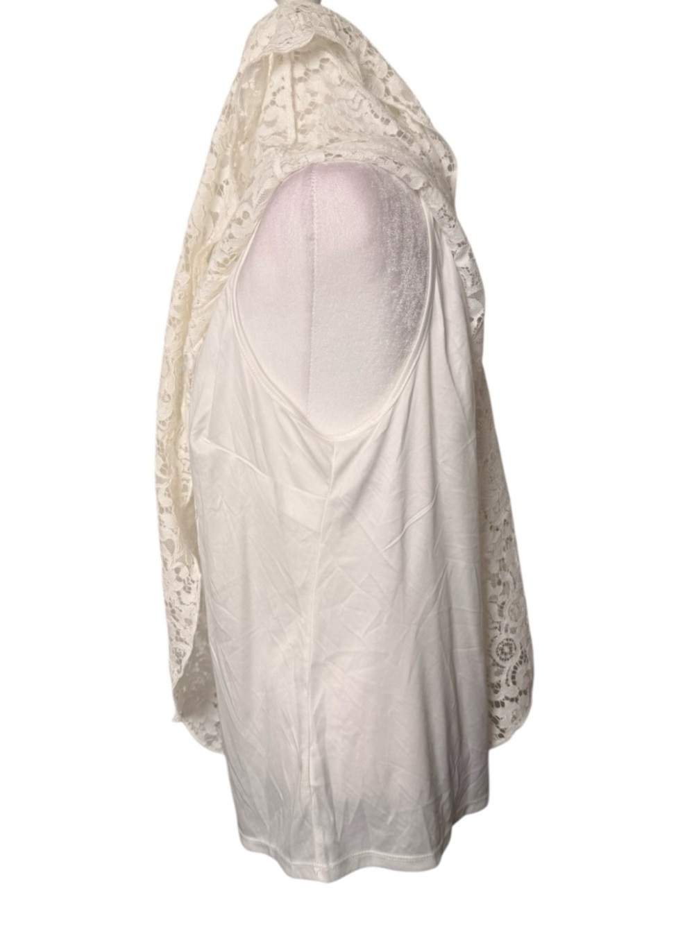 NY Collection White Lace Overlay Poncho Blouse XL NWT - Picture 4 of 7